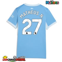 Camisa de Futebol Manchester City Matheus Nunes #27 Equipamento Principal Mulheres 2026-27 Manga Curta